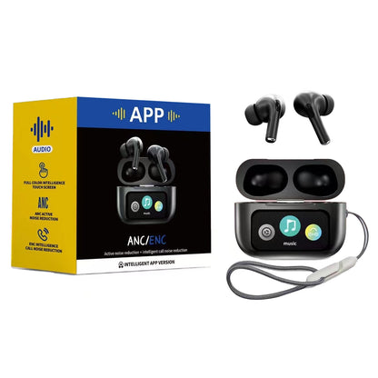 A9 PRO APP ANC/ENC DISPLAY TOUCH CONTROL BT 5.4 Wireless EARBUDS WITH ZWSVIBE APP WHITE